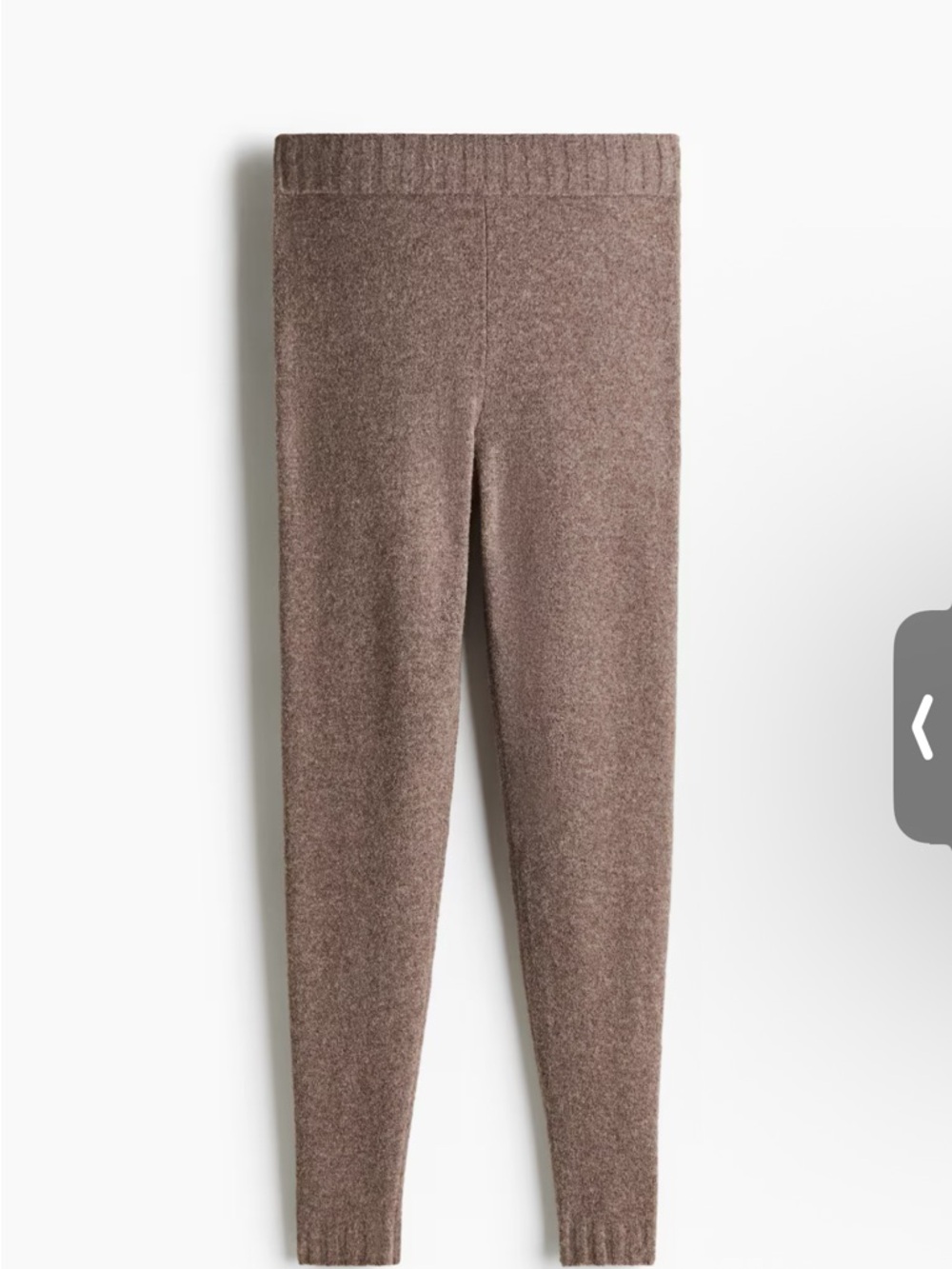 H&M Cozy Ribbed Waist Knit Leggings - Brown